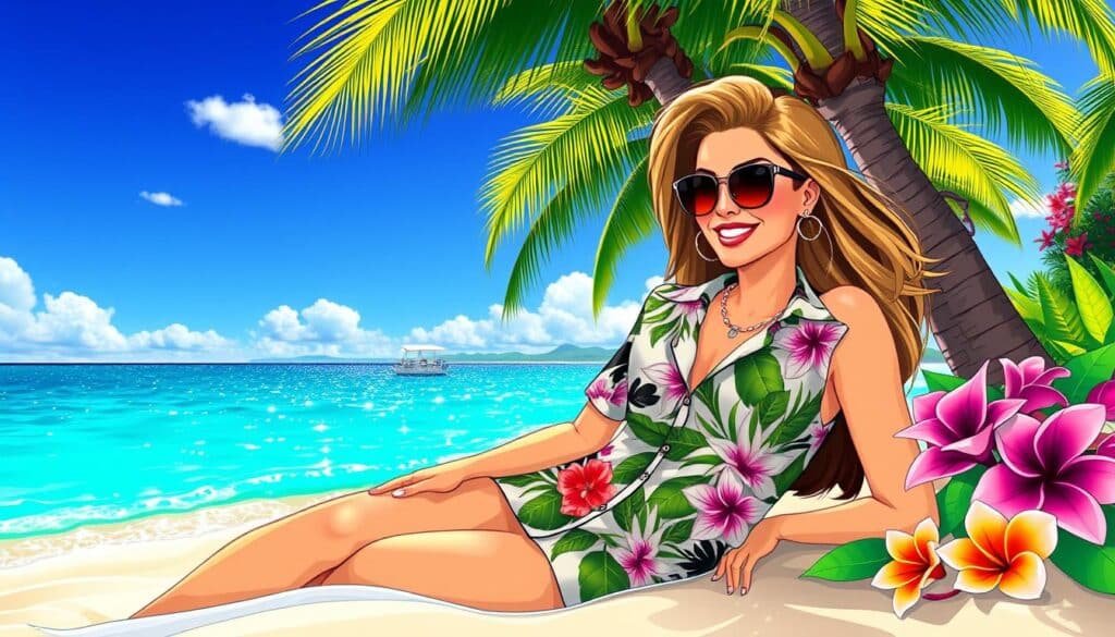 Celebrity wearing luxury beach fashion