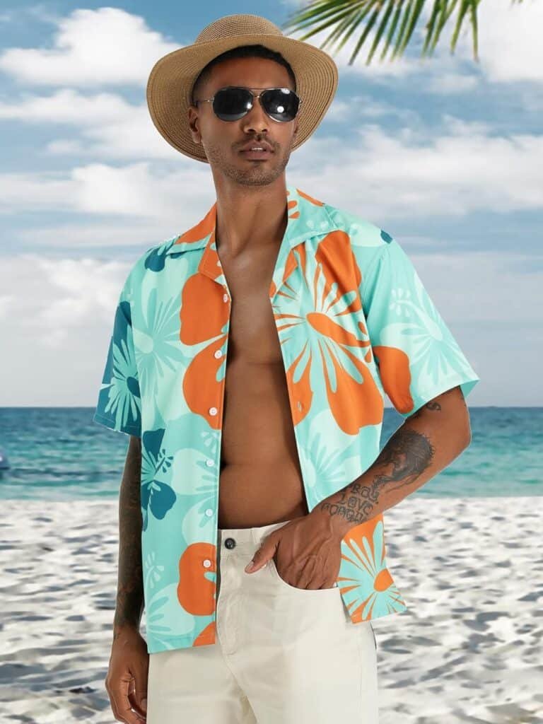 APTRO Mens Hawaiian Shirt Summer Beach Tropical Short Sleeve Button Down Shirt