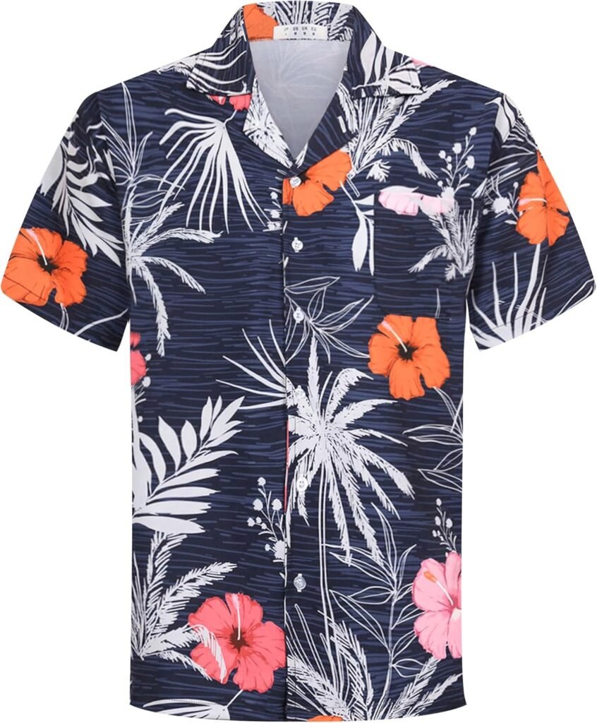 APTRO Mens Hawaiian Shirt Summer Beach Tropical Short Sleeve Button Down Shirt