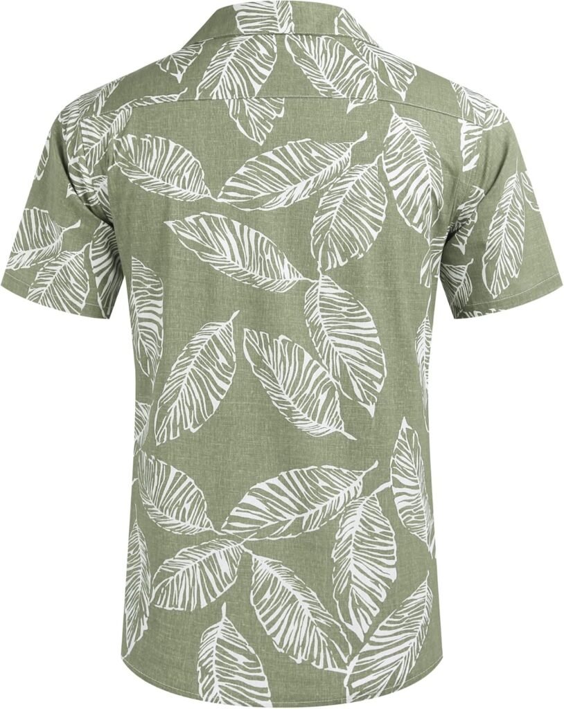 COOFANDY Mens Hawaiian Floral Shirts Cotton Linen Button Down Tropical Holiday Beach Shirts