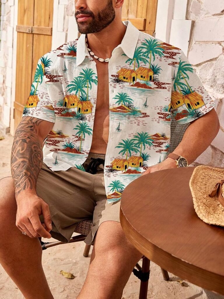 Hawaiian Shirts Short Sleeve for Men Unisex Vacation Shirts Button Down Beach Shirts