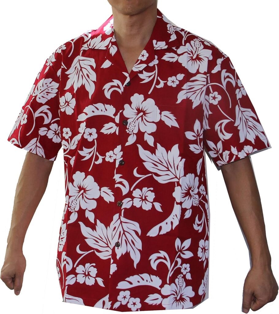 Made in Hawaii! Mens Hibiscus Flower Classic Hawaiian Shirts