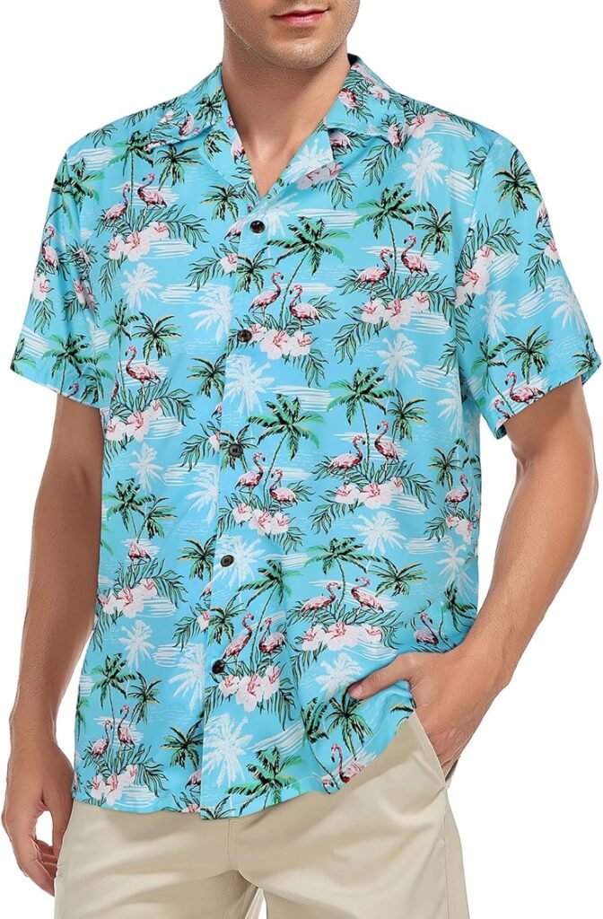 American Trends Hawaiian Shirt for Men Casual Button Down Beach Shirts Mens Short Sleeve Tropical Shirts