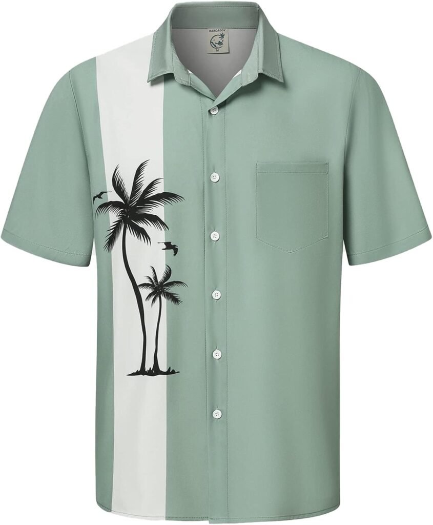 Hardaddy Mens Hawaiian Shirt Short Sleeves Coconut Printed Button Down Summer Beach Casual Shirts