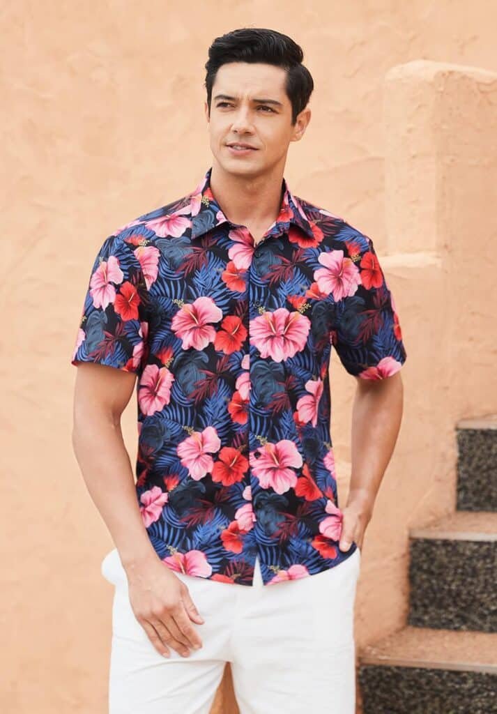 Hawaiian Shirt for Men Short Sleeve Button Down Shirt Men Casual Summer Tropical Beach Aloha Shirts for Men Hawaii Party