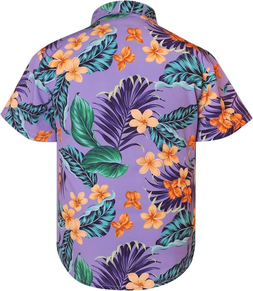 Hawaiian Shirt for Men Sleeves Printed Casual Button Down Summer Beach Dress Shirts