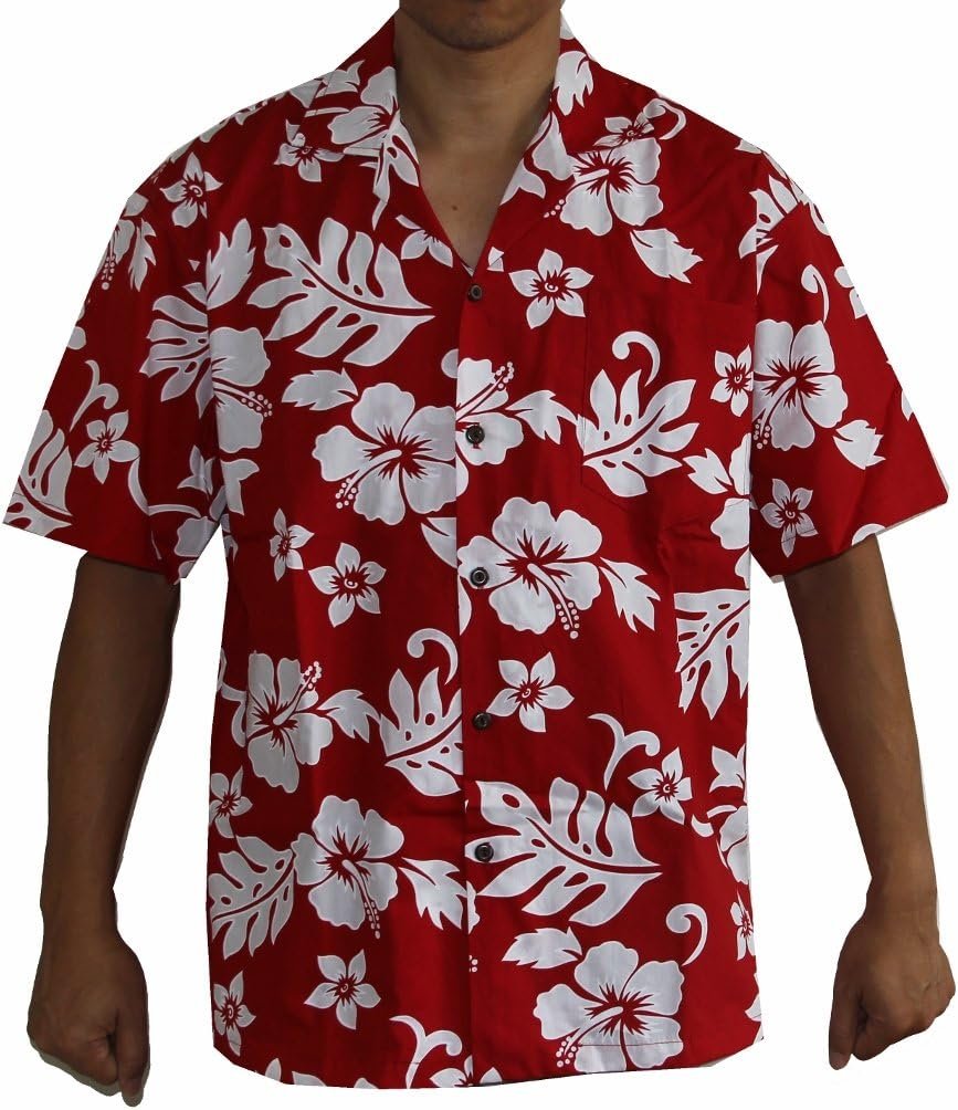 Made in Hawaii! Mens Hibiscus Flower Classic Hawaiian Shirts