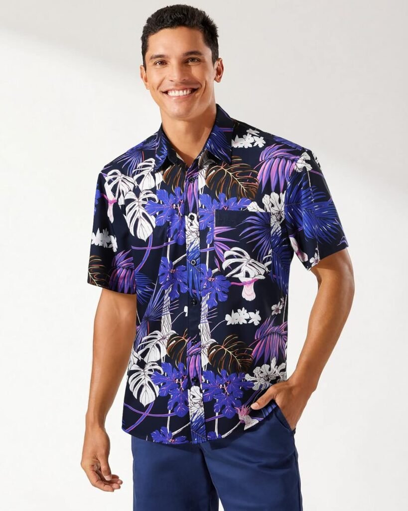 Mens Hawaiian Shirts Short Sleeve Casual Floral Button Down Tropical Shirt Summer Holiday Beach Aloha Hawaii Shirt