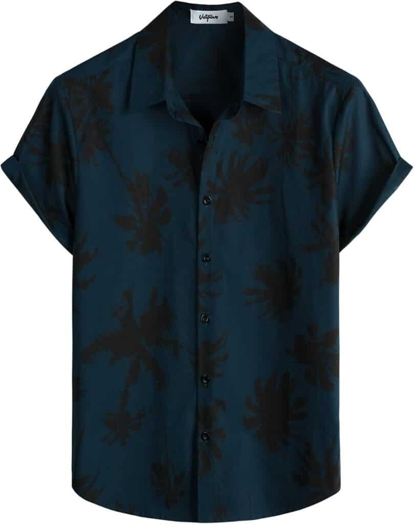 VATPAVE Mens 100% Cotton Hawaiian Shirts Floral Short Sleeve Button Down Shirts Summer Beach Shirts