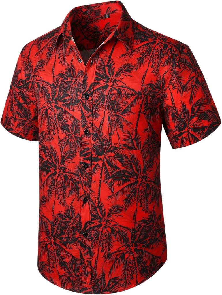 Enlison Mens Hawaiian Shirt Short Sleeve Casual Summer Beach Aloha Shirt Floral Button Down Tropical Hawaii Shirts