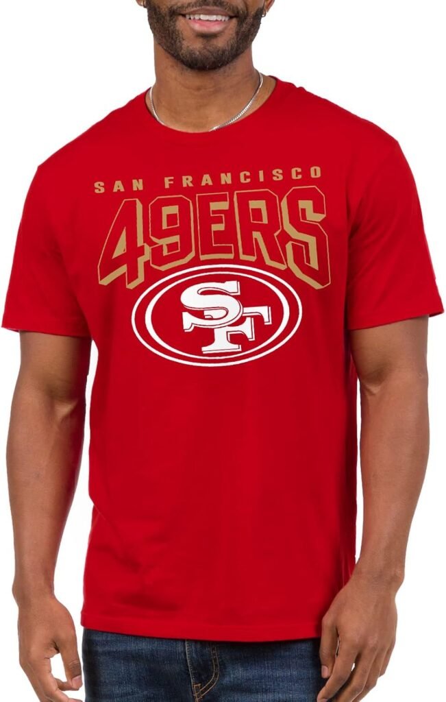 Junk Food Clothing x NFL - San Francisco 49ers - Bold Logo - Unisex Adult Short Sleeve Fan T-Shirt for Men and Women - Size X-Large