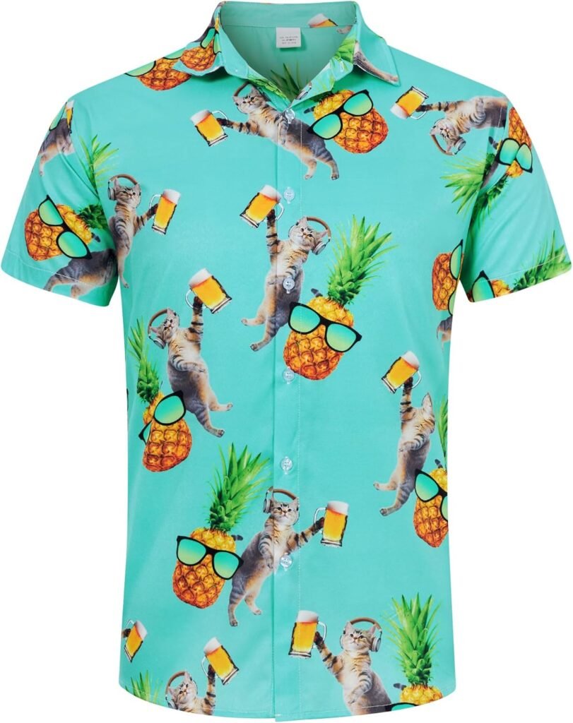 ALISISTER Hawaiian Shirt for Men Funny Novelty Button Down Short Sleeve Shirts Summer Holiday Tops