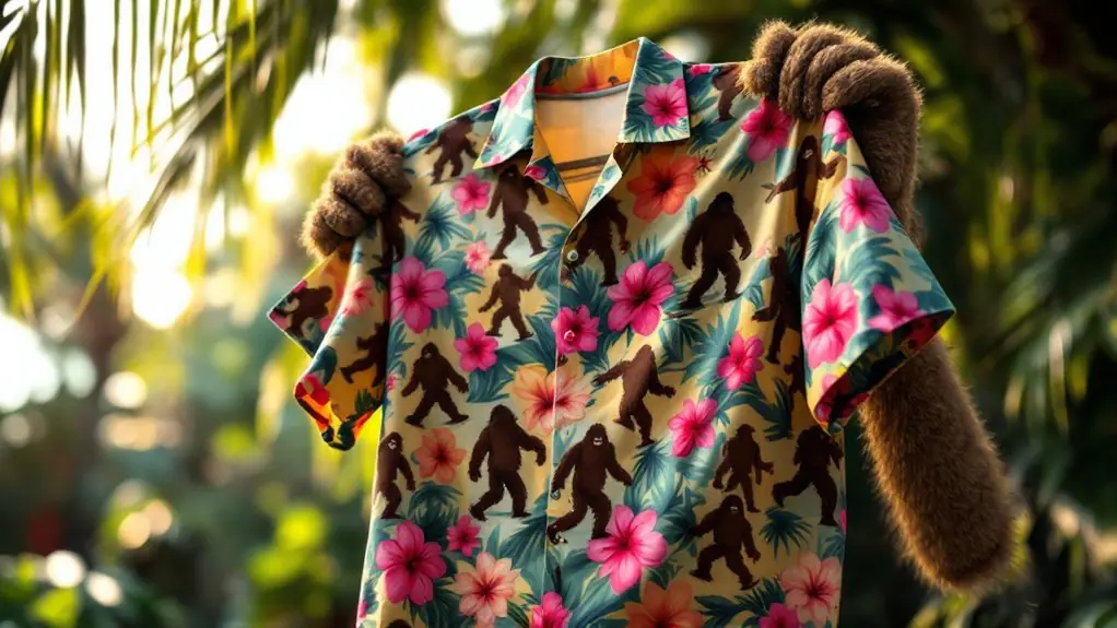 bigfoot themed hawaiian shirts